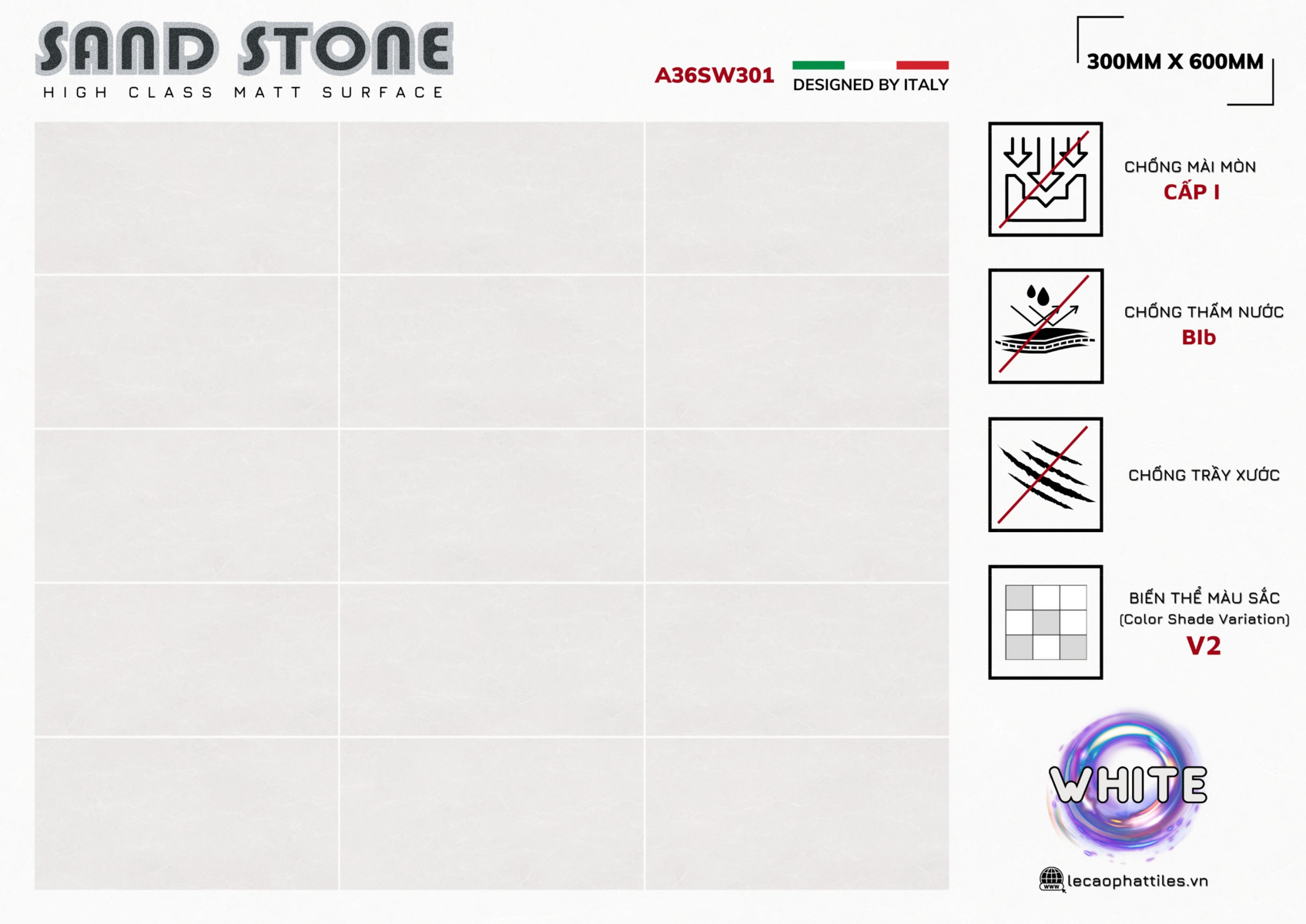 Gạch ốp lát Apodio A36SW301 (Matt)