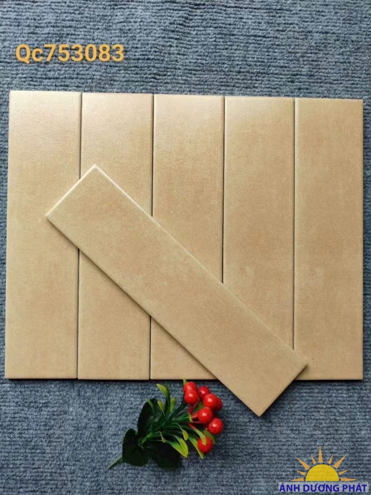 Gạch thẻ 75x300 đá mờ màu kem An Giang sang trọng