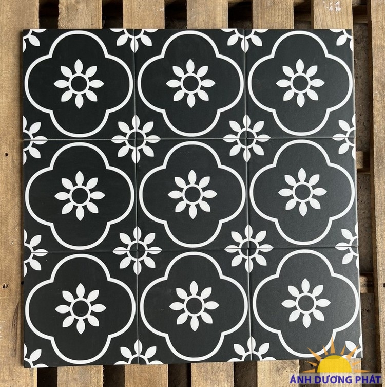 Gạch bông indochine 20x20 đẹp Bình Phước đen mờ