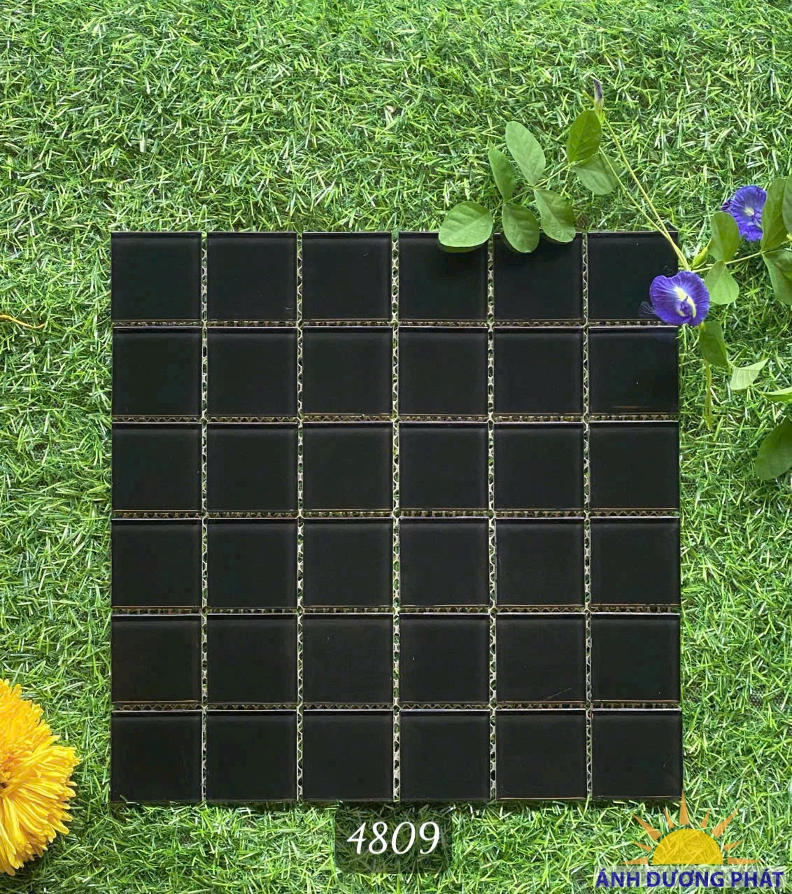 Gạch mosaic thủy tinh màu đen 4809
