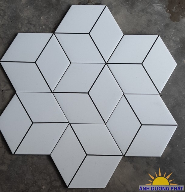 GẠCH ĐÁ LỤC GIÁC 3D MÀU TRẮNG VIỀN ĐEN