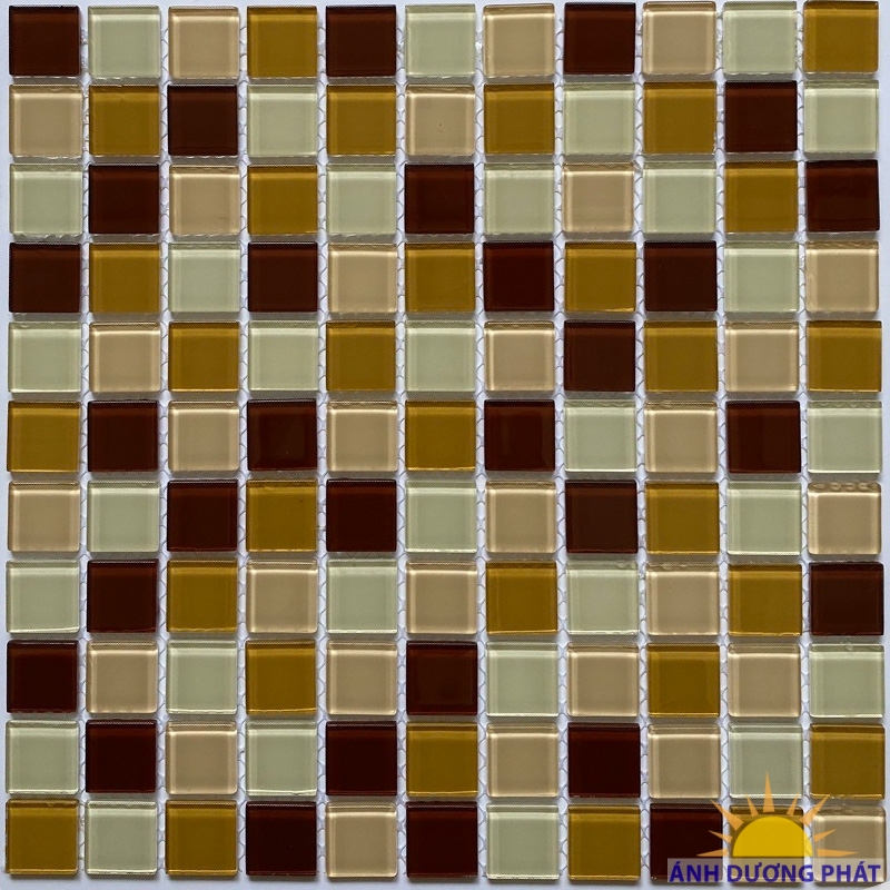 Gạch mosaic thủy tinh trộn 4 màu nâu