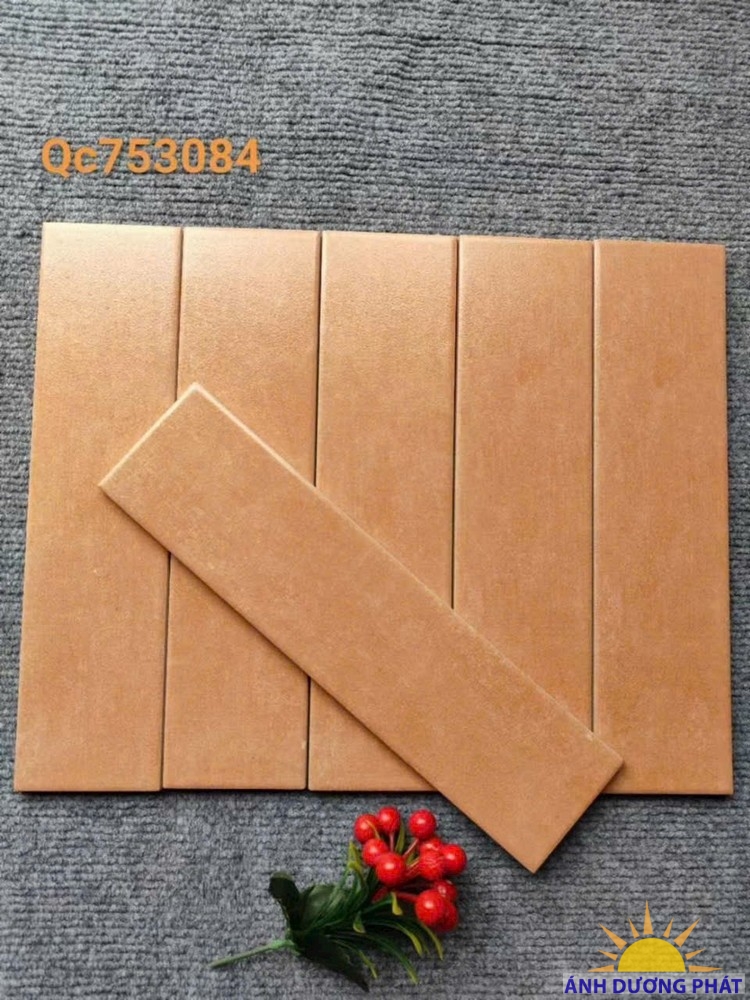 Gạch thẻ giả cổ 75x300 ốp tường cao cấp nâu vàng