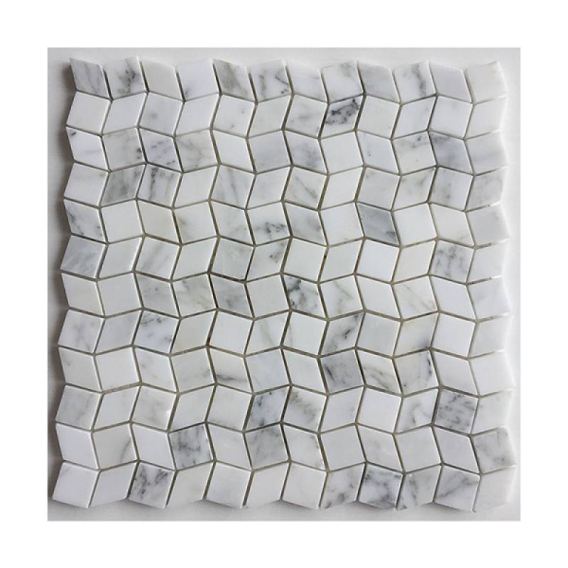 Gạch mosaic đá hình thoi 283x283mm màu trắng