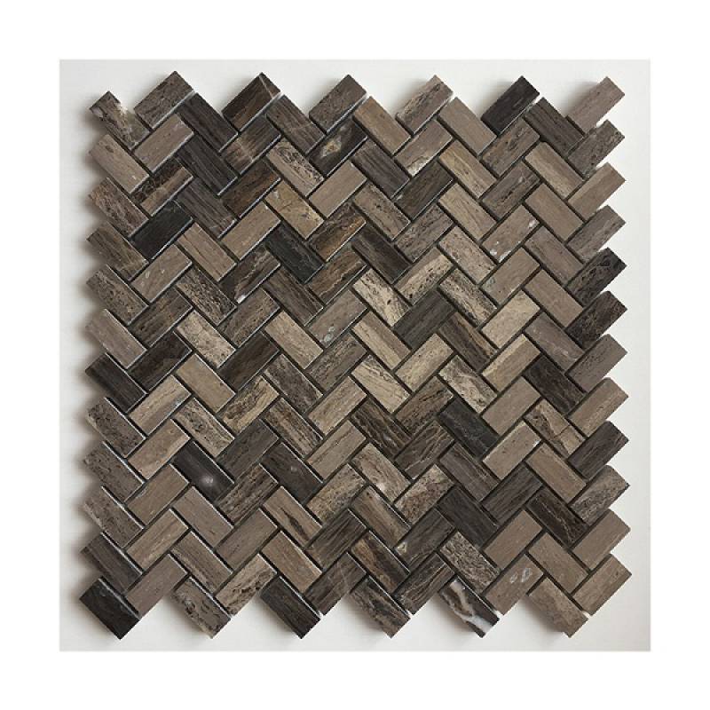 Gạch mosaic đá xương cá 290x300mm màu nâu