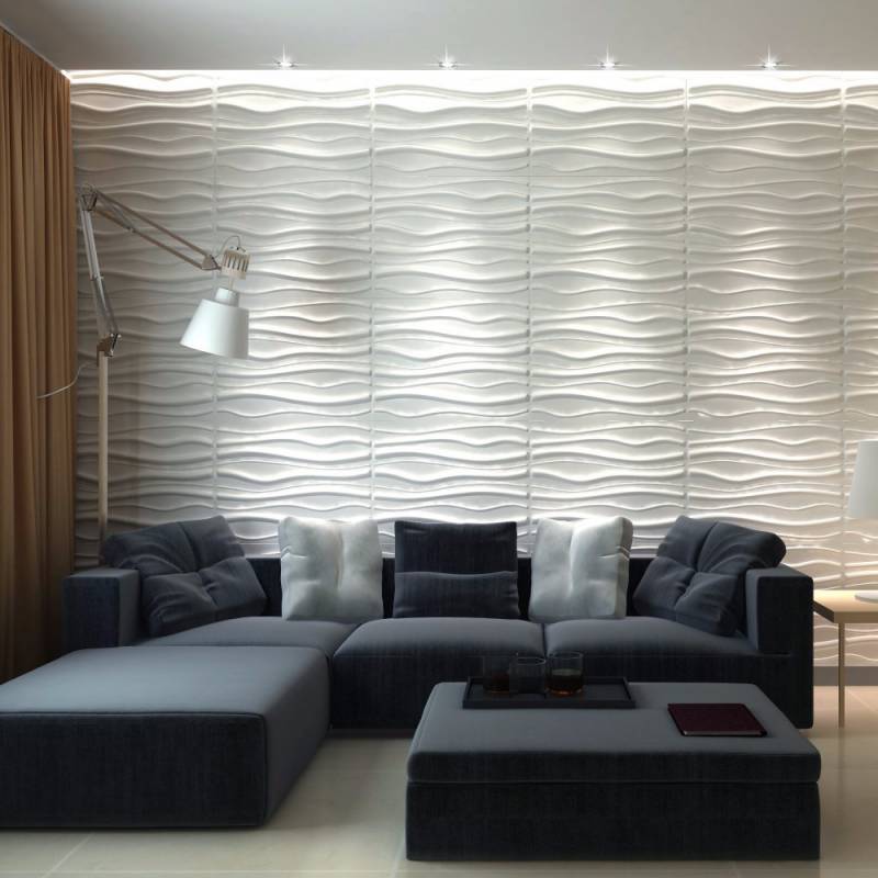 Gạch 3d ốp tường trang trí chống thấm màu trắng