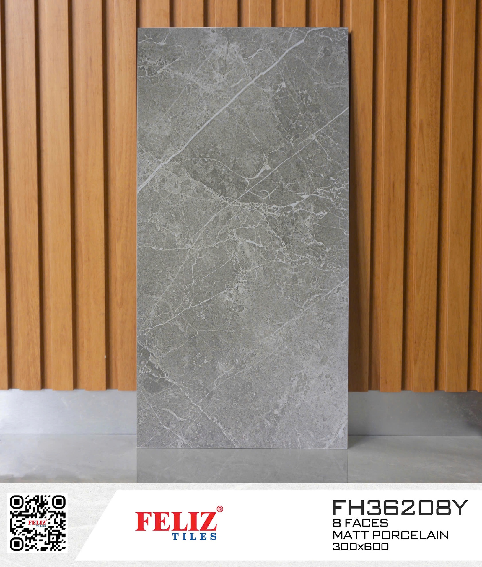 Gạch ốp FELIZ xám tia chớp mờ FH36208 KT 30x60cm