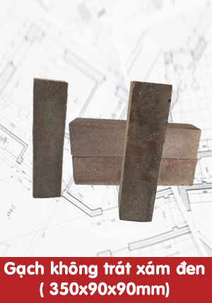 Gạch đặc không trát xám đen 350x90x90mm