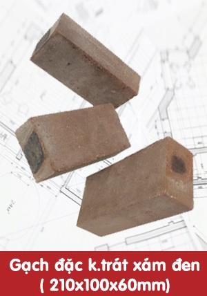 Gạch đặc không trát xám đen 210x100x60mm