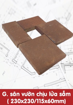 Gạch sân vườn chịu lửa sẫm 230x230mm hoặc 115x60mm