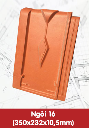 Ngói 16 kích cỡ 350x232x10,5mm