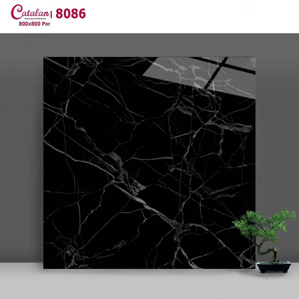 Gạch ốp lát  Catalan  đen chớp trắng 8086