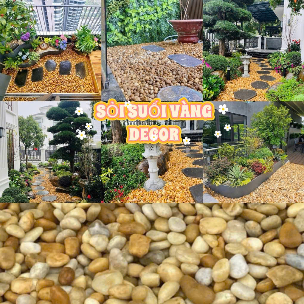 Sỏi Cuội Vàng Trang Trí Sân Vườn: Nét Đẹp Tự Nhiên và Sang Trọng
