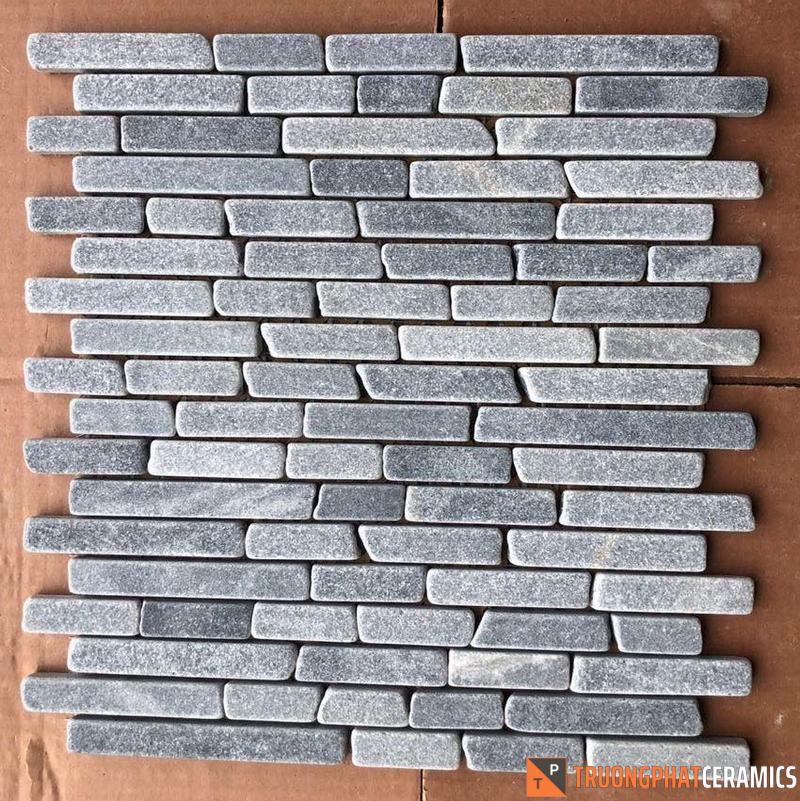 Đá ốp tường mosaic xám chip chữ nhật
