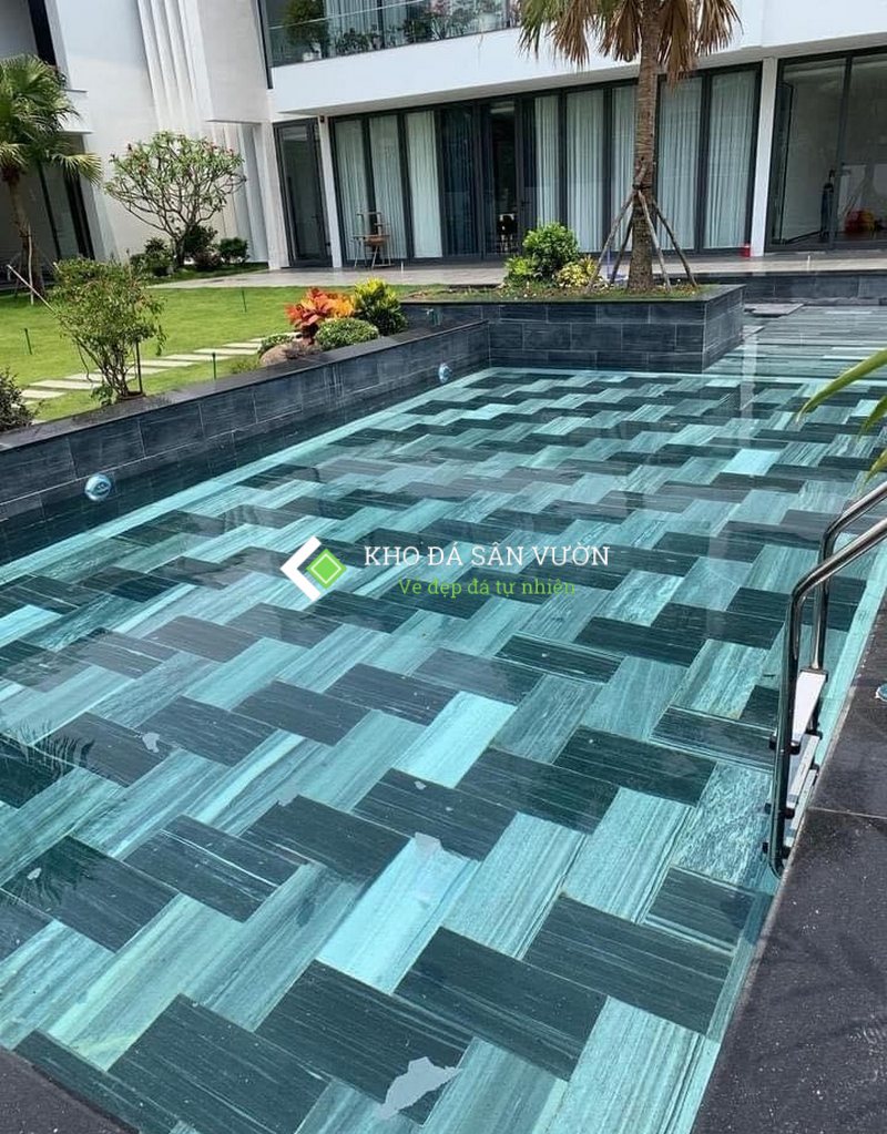 Đá đen trắng lát hồ bơi
