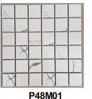 Gạch mosaic gốm trắng vân khói mờ nhập khẩu, mã P48M01, KT vỉ 306x306mm, KT viên 48x48mm