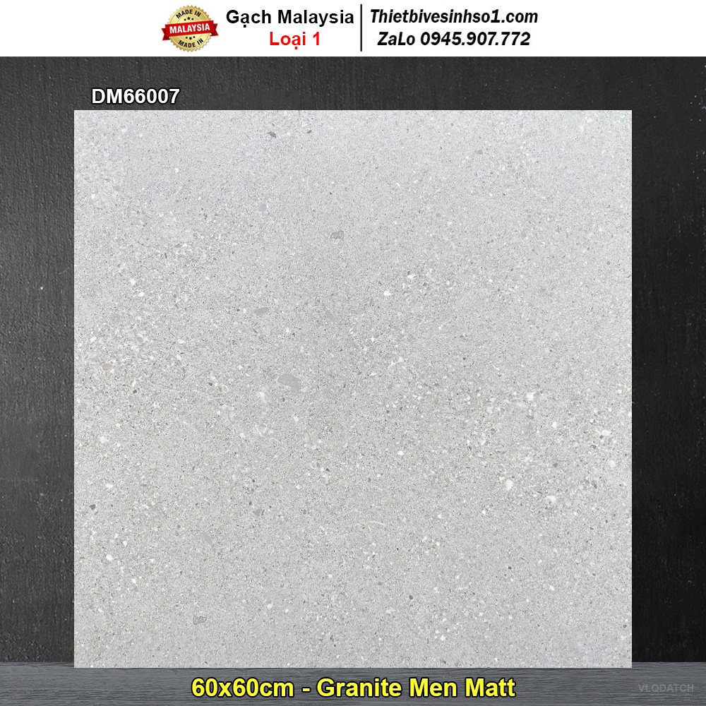Gạch 60x60 Malaysia DM66007 Terrazzo Xám
