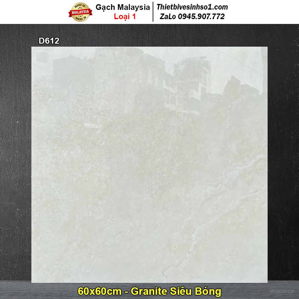 Gạch 60x60 Malaysia D612 Vàng Xám