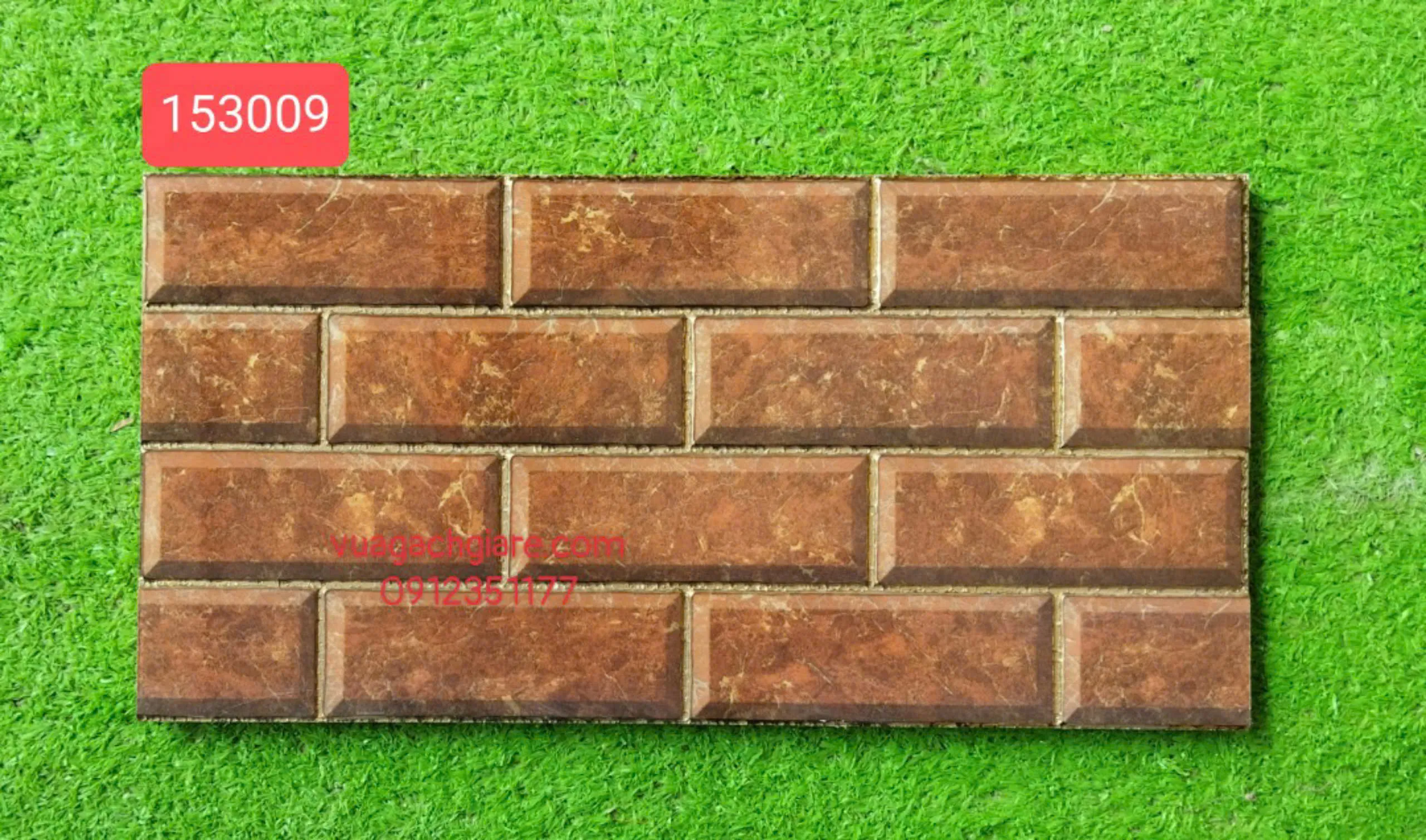 Gạch Khắc Kim 15x30 Cao Cấp nhũ vàng màu nâu 153009