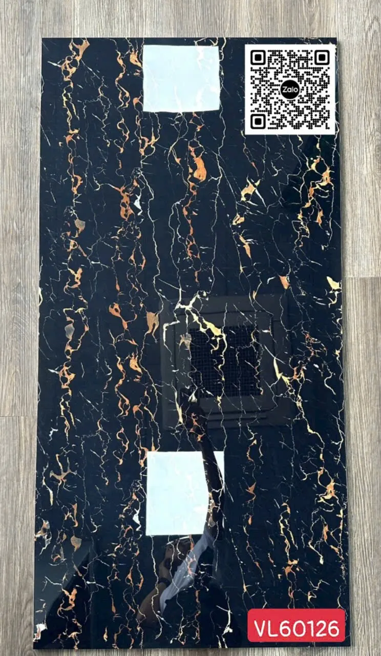 Gạch Đá 60x120 Ốp Lát Giá Rẻ đen vân cam VL60126