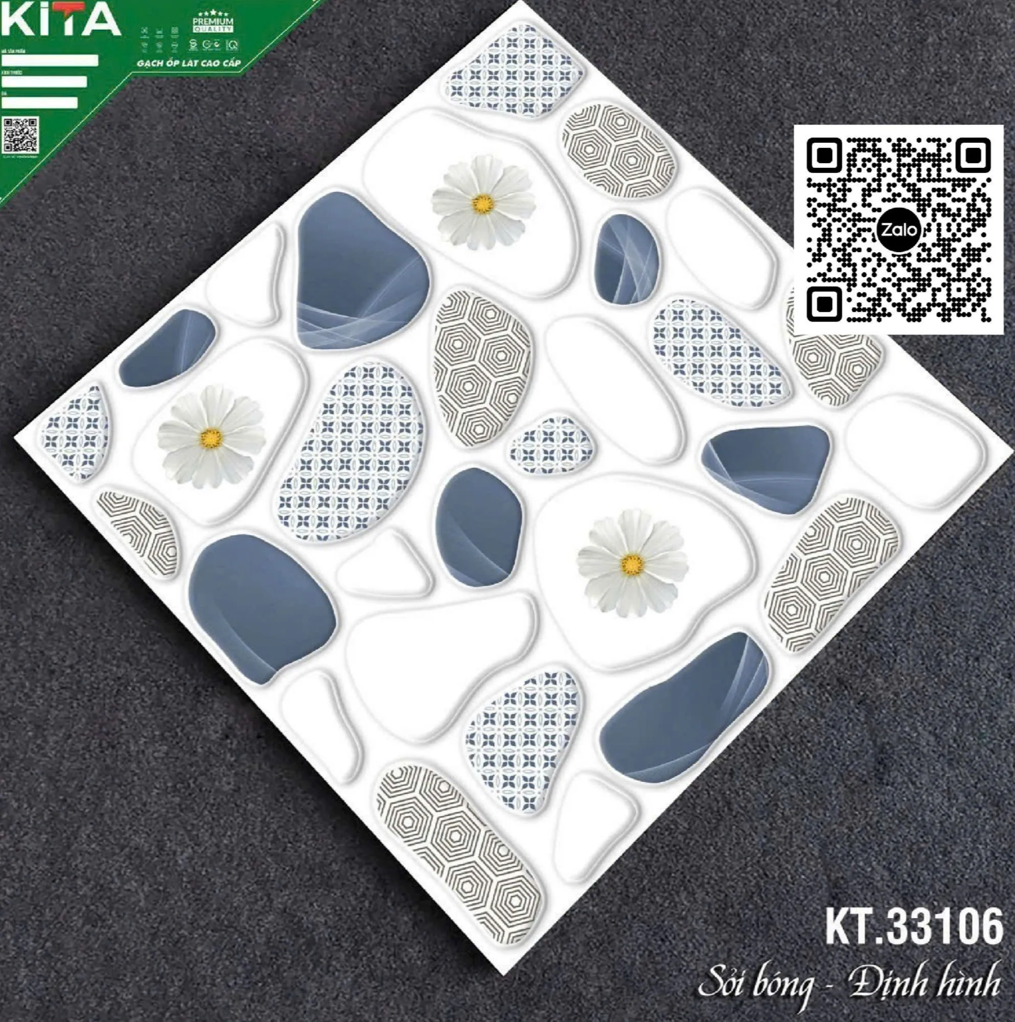 Gạch Men 30x30 Ốp Lát Toilet sỏi đá 33106