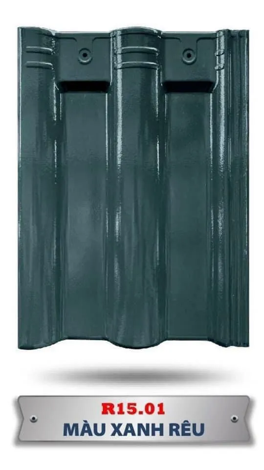 Ngói Sóng Tráng Men Mikado màu xanh rêu R15.01