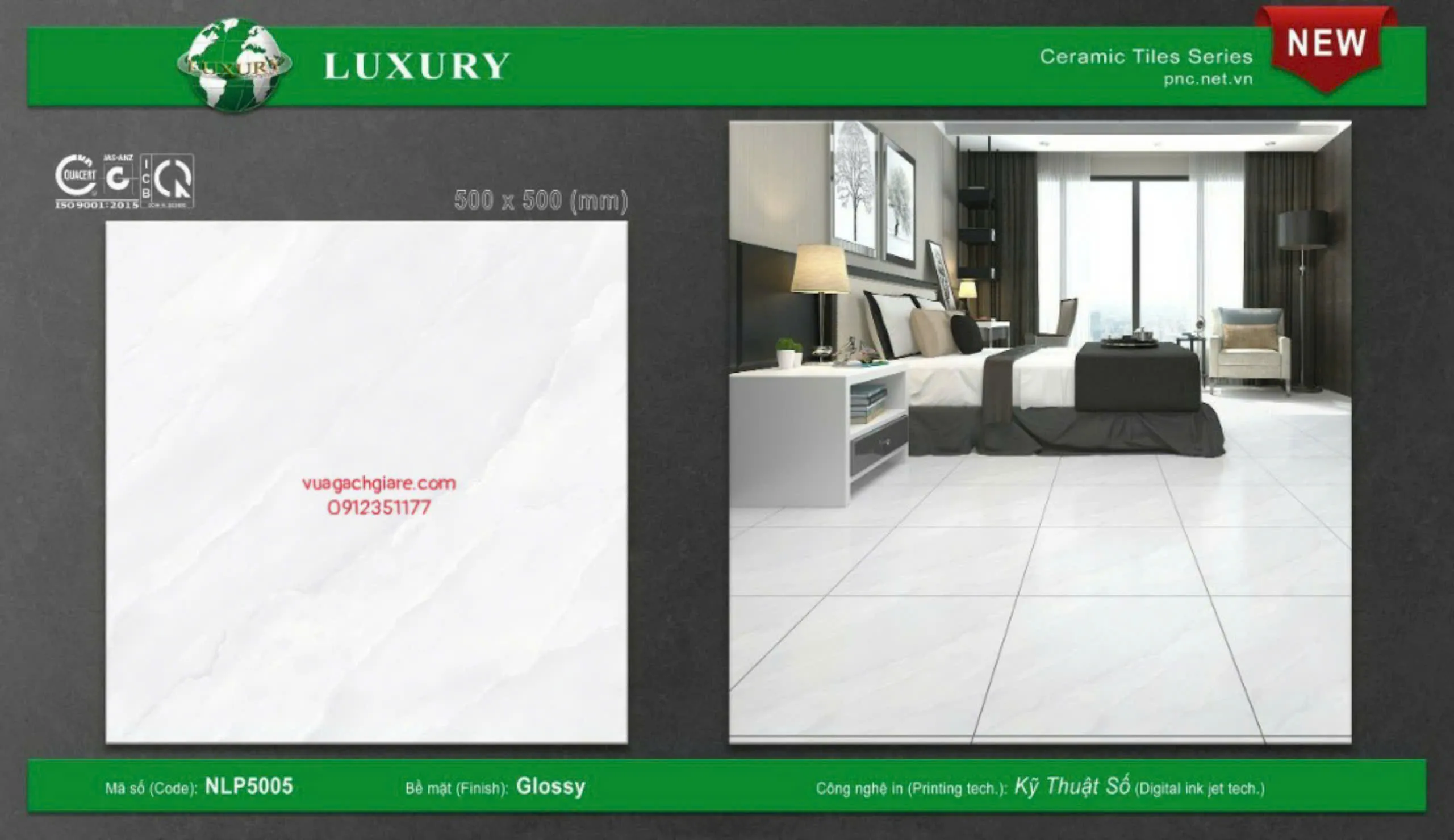 Gạch Men 50x50 Lát Nền Luxury Giá Rẻ trắng vân mây 5005