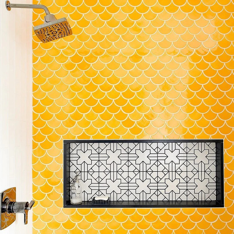 Mosaic vảy cá màu vàng men bóng GP-FT113YL